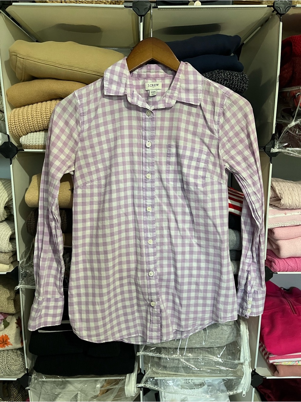 J.Crew Lavender Gingham Top